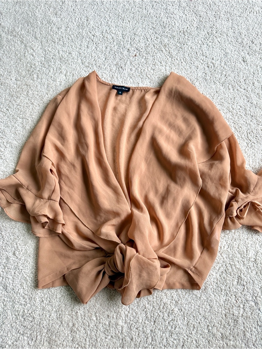 Women's Tie-Front Blouse in Peach